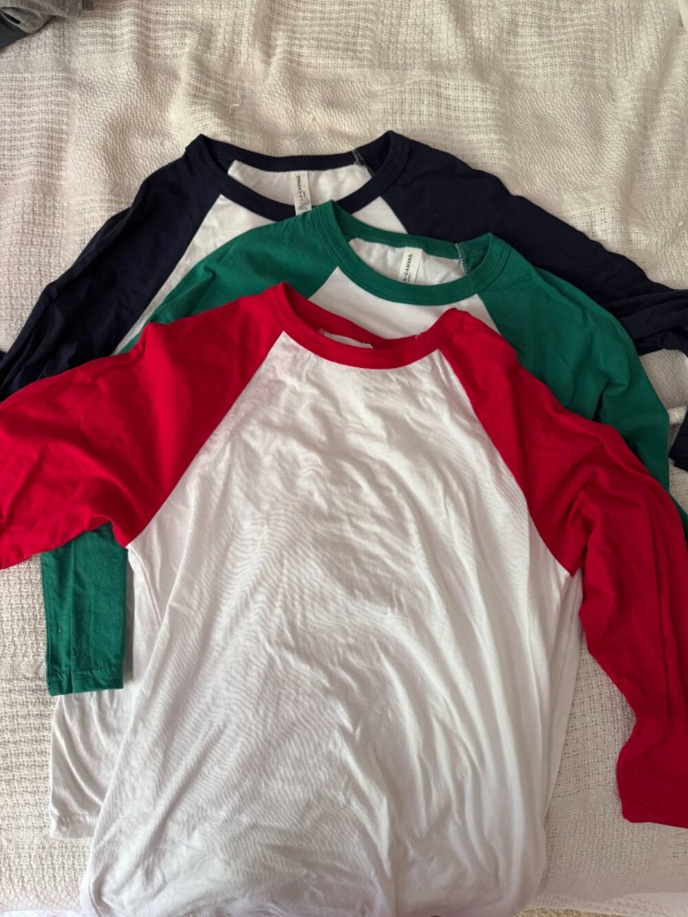 THREE Bella and Canvas Raglan Tees